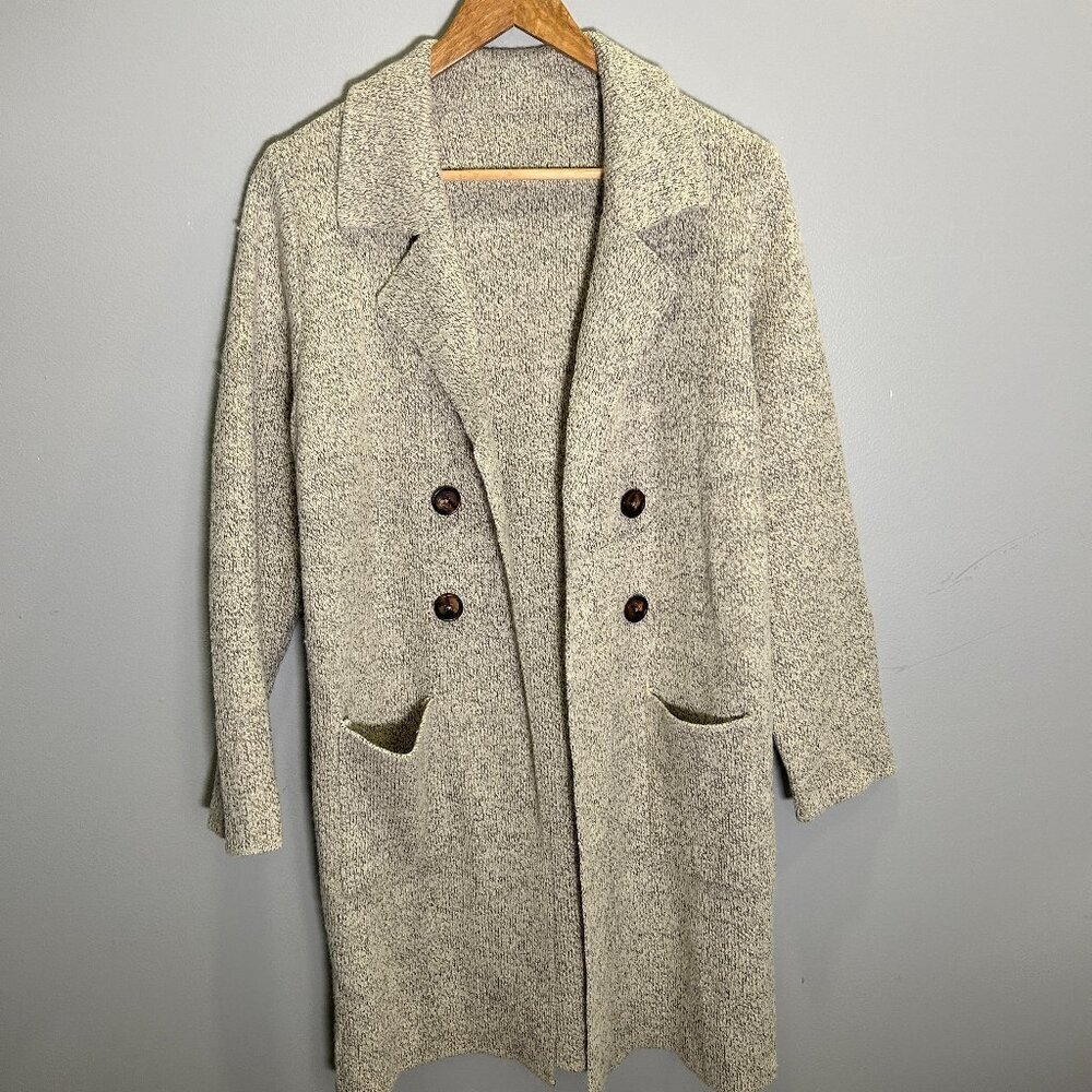 NWT CiCiBird Women's Cozy Heather Oatmeal Shacket Coat - Midi-Length